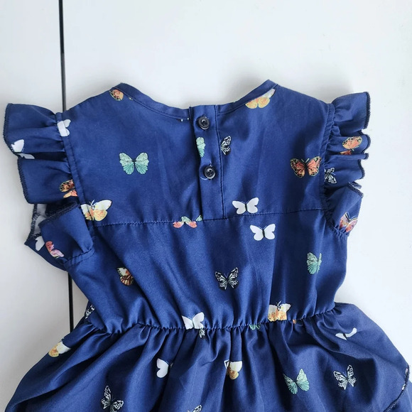 Shein Girls Dress Butterfly Ruffle Sleeve Layered Blue Print Sz 6 years 6Y - Picture 7 of 7